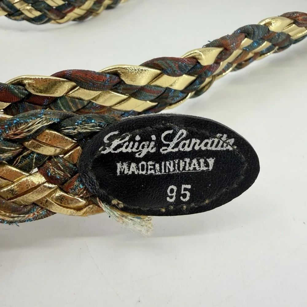 Vtg Artisan‎ Luigi Lanatta Multi-Color Woven Braided Belt Made In Italy Size 95